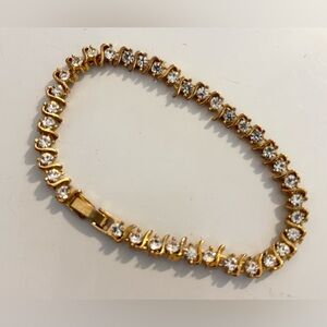3 for $20 Gold Tone Crystal Tennis Bracelet | 3" Diameter | Sparkly "S" Link